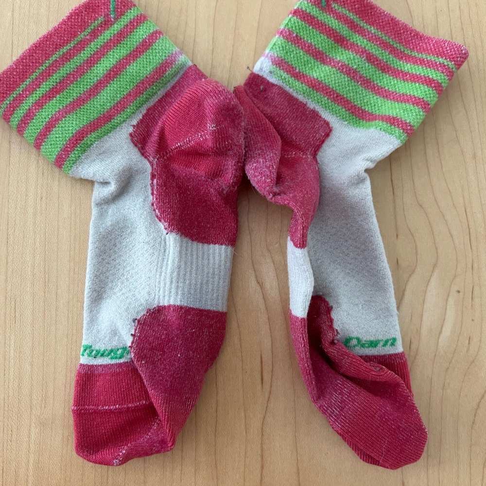 Women’s Darn Tough Medium Color-Block & Stripe Crew Socks - Pink, Blue, Purple - Picture 4 of 7